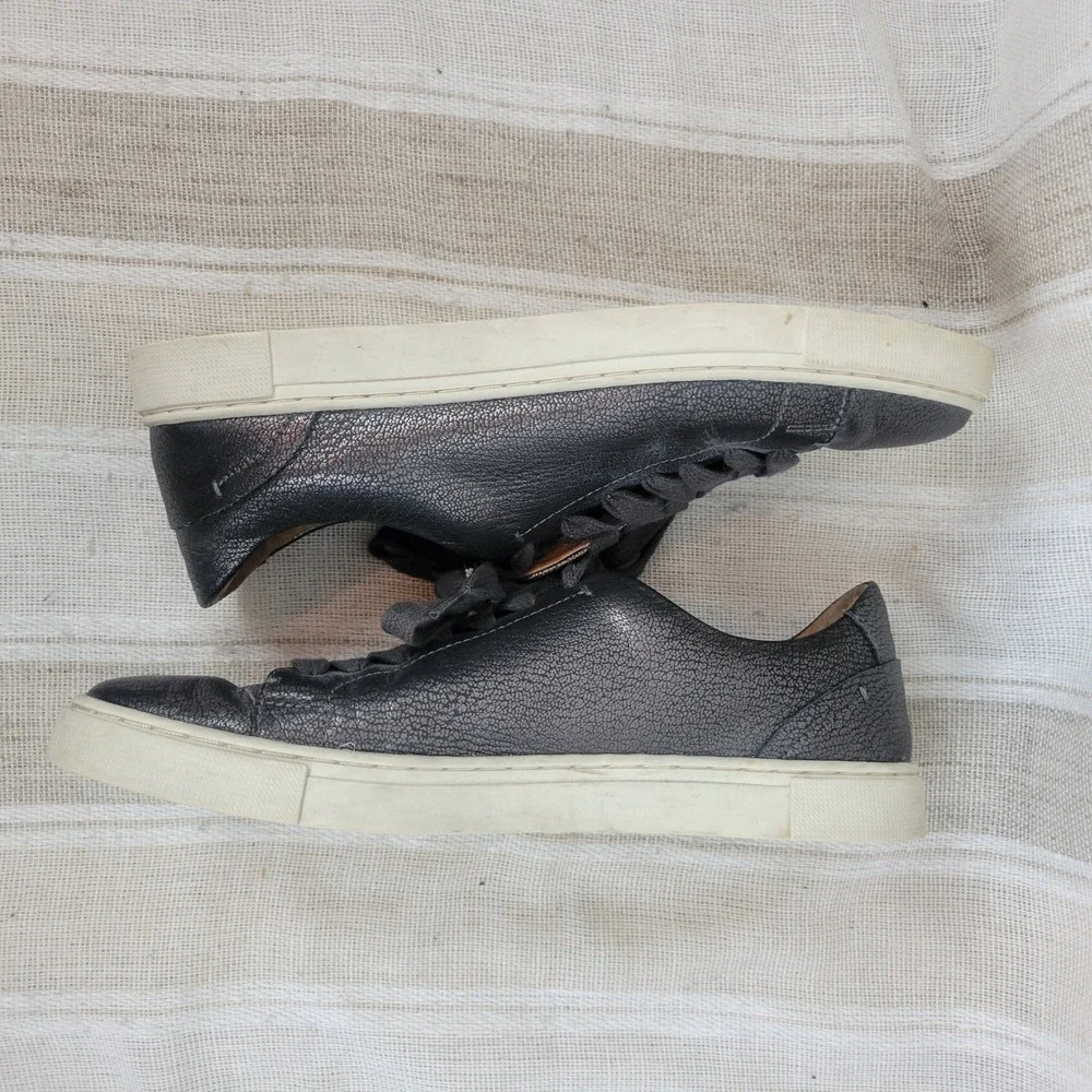 Frye Ivy Low Lace Pewter Sneakers Gray Size 8M Tennis Shoes